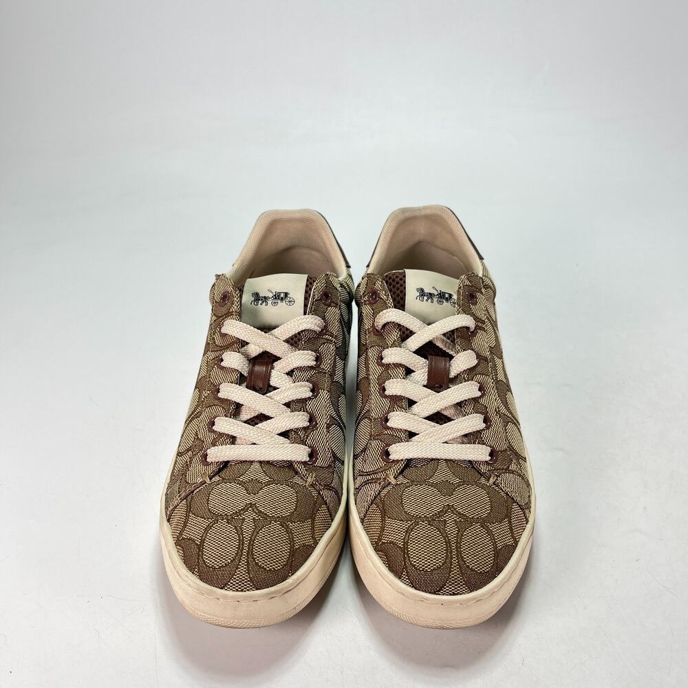 Coach Clip Khaki Saddle Brown Low Top Casual Sneakers Shoes G4967 Womens Sz 7.5B - Picture 2 of 8
